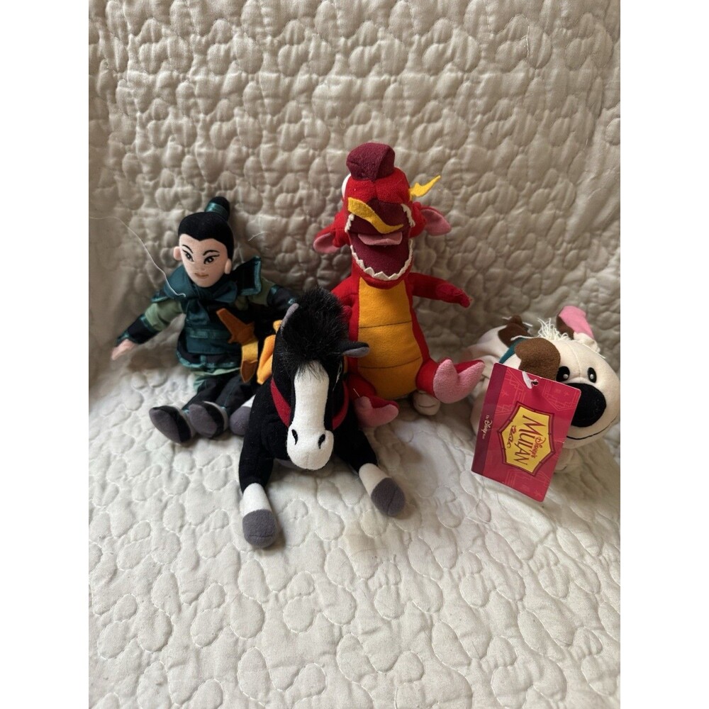 Lot of 5 Disney Store Bean Bag Mulan Cricket Brother Warrior Mushu NO SOUND